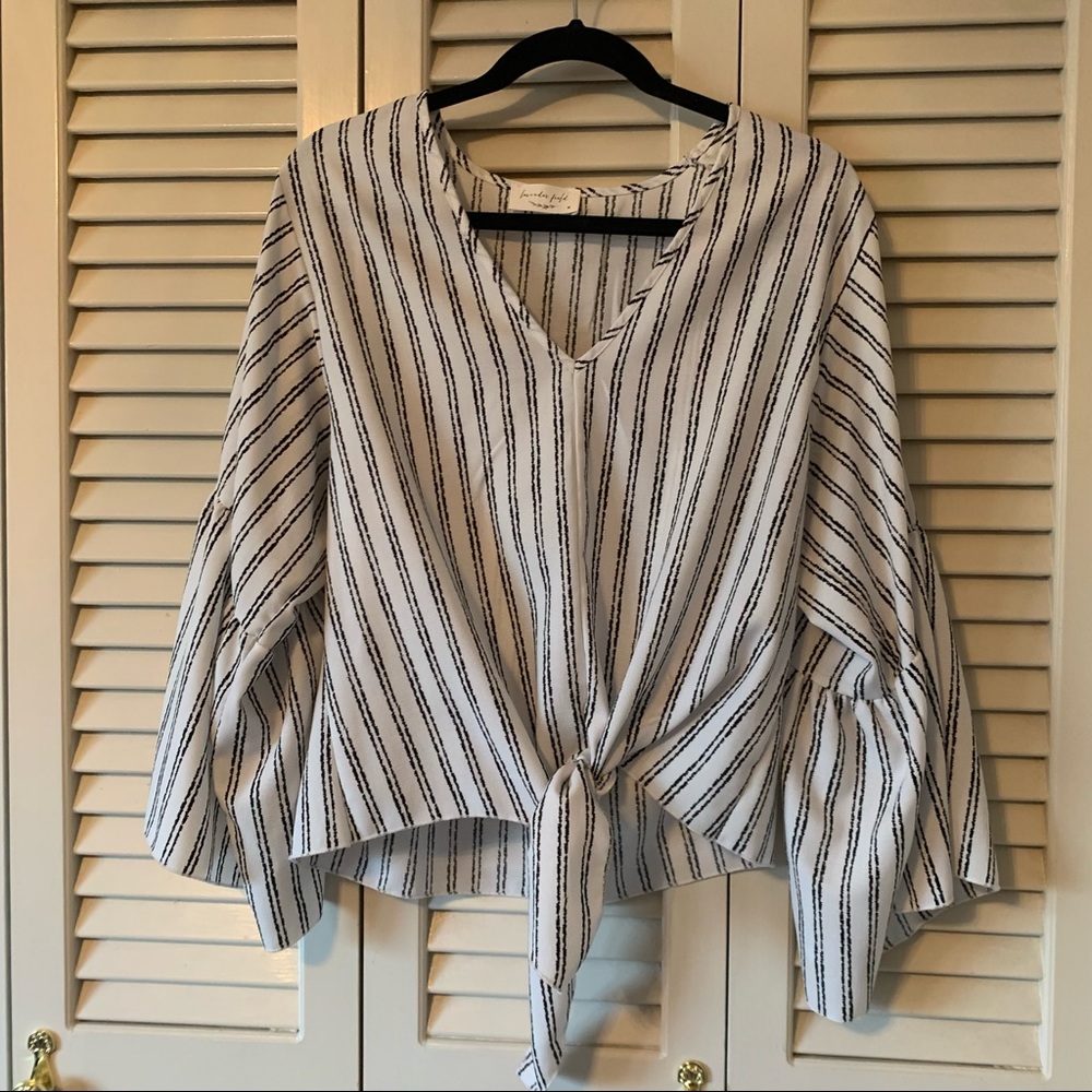 White and black striped blouse